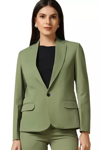 Women leaf green single breasted blazer