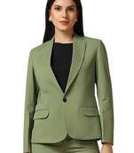 Women leaf green single breasted blazer