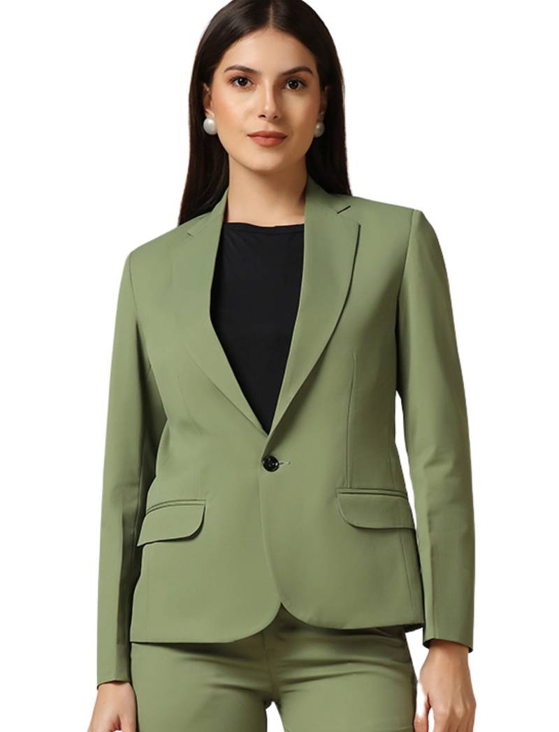 Women leaf green single breasted blazer