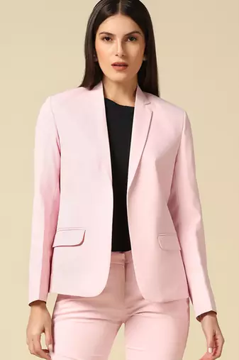 Women pink single breasted blazer