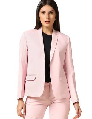 Women pink single breasted blazer 2