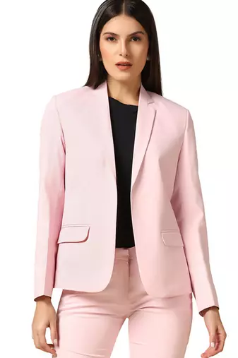 Women pink single breasted blazer