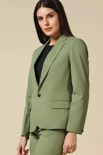 Women leaf green single breasted blazer