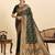 Dark green zari work silk blend saree with blouse