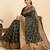 Dark green zari work silk blend saree with blouse