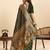 Dark green zari work silk blend saree with blouse