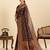 Brown zari work silk blend saree with blouse