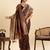 Brown zari work silk blend saree with blouse