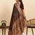 Brown zari work silk blend saree with blouse