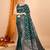 Dark green zari work border pure silk saree with blouse