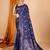 Navy blue zari work border pure silk saree with blouse