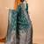 Dark green zari work border pure silk saree with blouse