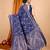 Navy blue zari work border pure silk saree with blouse