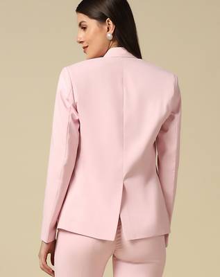 Women pink single breasted blazer 4