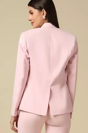 Women pink single breasted blazer