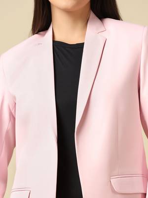 Women pink single breasted blazer 5