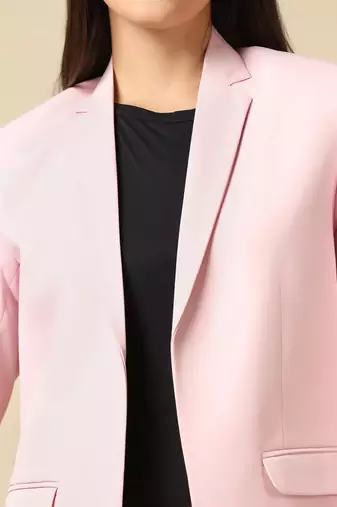 Women pink single breasted blazer