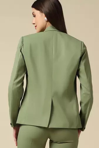 Women leaf green single breasted blazer