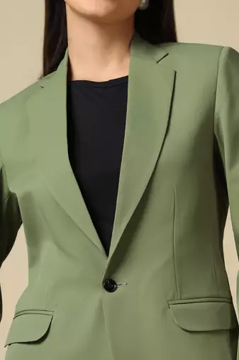 Women leaf green single breasted blazer
