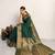 dark green golden zari border silk blend saree with blouse