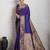 purple golden zari border silk blend saree with blouse