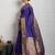 purple golden zari border silk blend saree with blouse