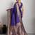 purple golden zari border silk blend saree with blouse