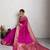 rani pink golden zari border silk blend saree with blouse
