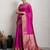 rani pink golden zari border silk blend saree with blouse