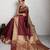 brown golden zari border silk blend saree with blouse