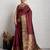 brown golden zari border silk blend saree with blouse