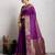 wine golden zari border silk blend saree with blouse
