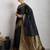 black golden zari border silk blend saree with blouse
