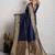 navy blue golden zari border silk blend saree with blouse
