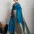 blue golden zari border silk blend saree with blouse