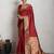 red golden zari border silk blend saree with blouse