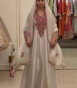 Cream heavy soft organza party wear embroidery suit set