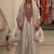 Cream heavy soft organza party wear embroidery suit set