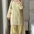 Yellow roman cotton party wear embroidery farshi salwar suit set