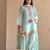 Electric blue mal chanderi cotton party wear embroidery farshi salwar suit set