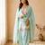 Electric blue mal chanderi cotton party wear embroidery farshi salwar suit set