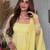 Yellow pure faux georgette embroidery wear anarkali suit set