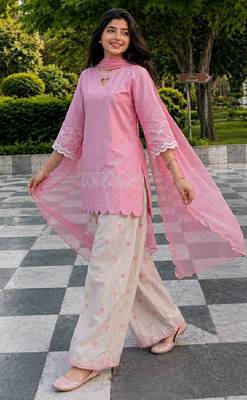 Pink heavy roman silk party wear embroidery farshi salwar suit set 2