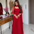 Red pure faux georgette embroidery wear anarkali suit set