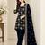 Blue heavy viscose velvet heavy fandy silk party wear embroidery suit set