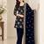 Blue heavy viscose velvet heavy fandy silk party wear embroidery suit set