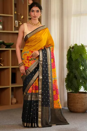nithya mysore digital crepe silk blend handloom saree