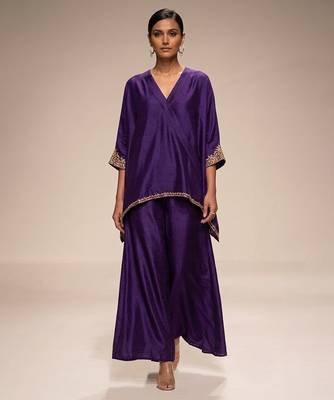 Purple embroidered nysha silk co ord set 1