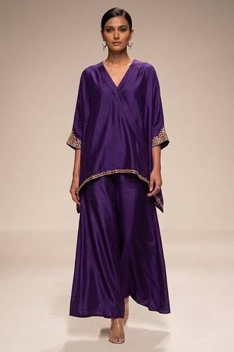 Purple embroidered nysha silk co ord set