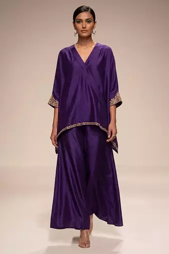Purple embroidered nysha silk co ord set